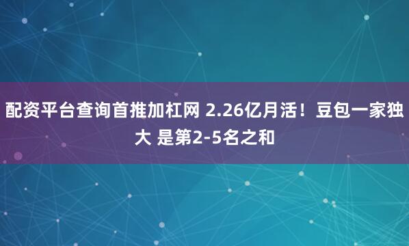 配资平台查询首推加杠网 2.26亿月活！豆包一家独大 是第2-5名之和